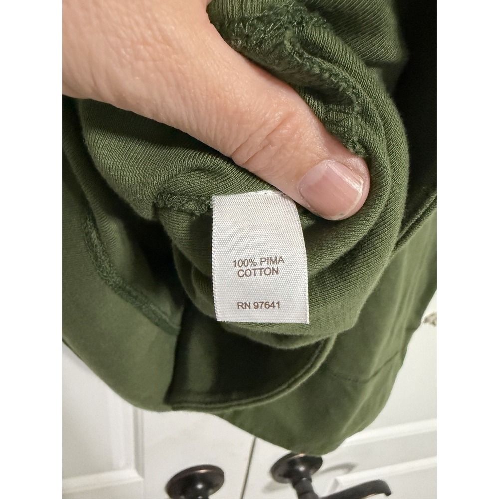 J. Jill Perfect Pima Long Sleeve V-Neck T-Shirt Olive Green XS Cotton Top - Picture 8 of 9